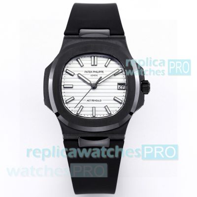 Swiss Replica AET REMOULD Patek Philippe Nautilus 5711 Black Ceramic White Face Watch 